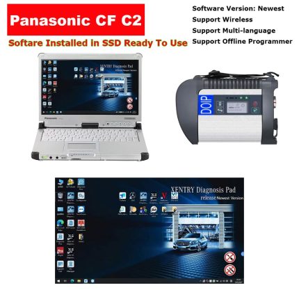 Super MB SD Connect C4 DoIP MB Star Diagnostic Tool With I5 8G Panasonic CF-C2 Toughbook Laptop Well Installed V2024.09 Mercedes Xentry Diagnostic Software SSD Can Ready To Use