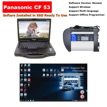 Doip MB SD Connect C4 Multiplexer Mercedes Star Diagnostic Tool With Refurbished Panasonic Toughbook CF-53 Laptop Well Installed 09/2024 Mercedes Xentry/Das Software SSD Can Ready To Use